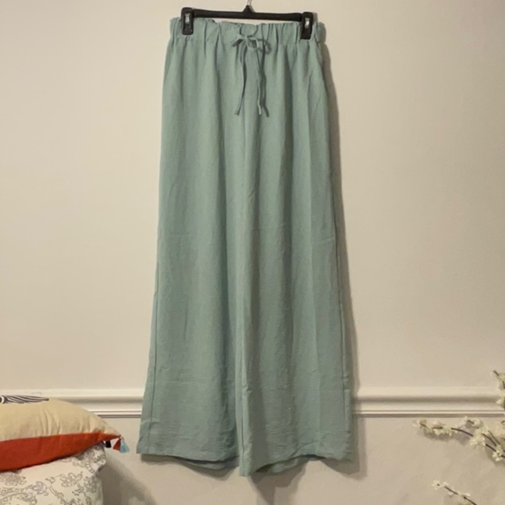 Cupshe Light Green Wide-Leg Pants